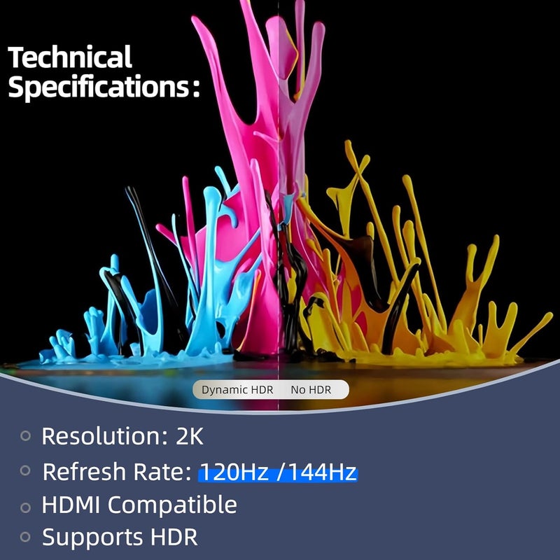 BKFK موصل HDMI وهمي 4K HDR، محول عرض بدون رأس، محاكي EDID لشاشة افتراضية، يدعم حتى 2K@120/144Hz، 1080P@120/144Hz (2560X1440@120/144HZ-HDR-3P) - Image 4
